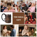 YOUOIVIA Wooden Barrel Beer Mug, Wood Bucket Style Beer Stein with Handle, Stainless Steel Double Wall Tankard Cocktail Mug for Bar Restaurant, Vintage Restaurant Renaissance Accessories (18 oz)