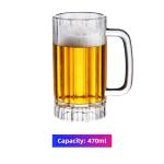 Komost 16oz Plastic Beer Mugs with Handle Set of 2, Reusable Clear Beer Stein Drinking Cups for Party Bar Home Hotel - Perfect for Whiskey Juice Cocktail Beverages