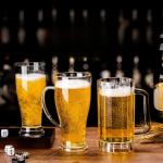 Komost 16oz Plastic Beer Mugs with Handle Set of 2, Reusable Clear Beer Stein Drinking Cups for Party Bar Home Hotel - Perfect for Whiskey Juice Cocktail Beverages