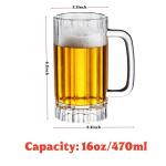 Rerii 16oz Plastic Beer Mugs with Handles Set of 2, Reusable Clear Beer Stein, Plastic Beer Glasses Drinking Cups for Home Hotel Bar Party Wedding & Costume