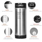 TWELVETAP 5 Gal Ball Lock Keg New Beer Keg Corny Tank 304 Stainless Steel Coke Syrup Milk Soda Barrel Rubber Handle Bucket Ball Lock Cornelius Style—2PCS