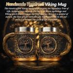 Original Handmade Viking Mug - 20oz Yggdrasil Tree of Life Beer Tankard - Stainless Steel Medieval Celtic Pirate Heavy Cup - Norse Mythology Decor Gifts for Men Women