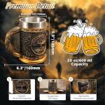 Original Handmade Viking Mug - 20oz Yggdrasil Tree of Life Beer Tankard - Stainless Steel Medieval Celtic Pirate Heavy Cup - Norse Mythology Decor Gifts for Men Women