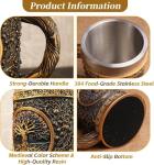 Original Handmade Viking Mug - 20oz Yggdrasil Tree of Life Beer Tankard - Stainless Steel Medieval Celtic Pirate Heavy Cup - Norse Mythology Decor Gifts for Men Women
