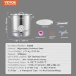 VEVOR Brew Kettle 5 Gal, Brewing Pot Stainless Steel, Brew Kettle Pot for Beer Brewing with Filter&Filter Tray, Tri Ply Bottom