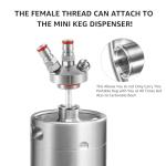 HGKEKE Mini Keg Growler, 128OZ Stainless Steel Mini Keg, Portable Mini Kegerator Beer Keg Growler with Beer Hose & Seal knob Cover, Pressurized Growler Mini Beer Growler for Homebrew Party Picnic
