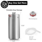 HGKEKE Mini Keg Growler, 128OZ Stainless Steel Mini Keg, Portable Mini Kegerator Beer Keg Growler with Beer Hose & Seal knob Cover, Pressurized Growler Mini Beer Growler for Homebrew Party Picnic