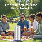 HGKEKE Mini Keg Growler, 128OZ Stainless Steel Mini Keg, Portable Mini Kegerator Beer Keg Growler with Beer Hose & Seal knob Cover, Pressurized Growler Mini Beer Growler for Homebrew Party Picnic