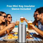 HGKEKE Mini Keg Growler, 128OZ Stainless Steel Mini Keg, Portable Mini Kegerator Beer Keg Growler with Beer Hose & Seal knob Cover, Pressurized Growler Mini Beer Growler for Homebrew Party Picnic