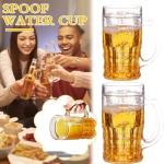 Fake Beer Mug, 400ml Large Capacity Double Layer Prank Cup, Realistic Novelty Drinking Glass for Party Gag Gifts, Home Bar Decor