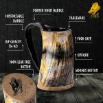FENRIR Viking Drinking Horn Mug Set 16 oz – Gifts for Men, Dad, Husband – Unique Viking Gift – Handmade Real Ox Horn Cup with Shot Glass & Opener – For Beer, Ale, Mead (Natural Finish)