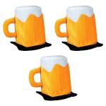 Beistle 3 Piece Plush Fabric Beer Mug Hats For Oktoberfest Theme Happy St. Patrick's Day Party Costume Accessories, Celebrating With You Since 1900, Yellow/White/Black