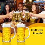 Tequibar Beer Mug Set of 2, 16oz Beer Glasses with Handle, Large Heavy Beer Stein Glass, Freezer Beer Mugs for Dad Husband or Friend