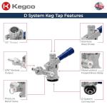 Kegco Beer Keg Coupler D System Tap - Blue Lever Handle