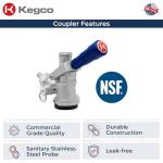 Kegco Beer Keg Coupler D System Tap - Blue Lever Handle