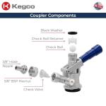 Kegco Beer Keg Coupler D System Tap - Blue Lever Handle