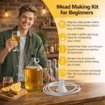 1 Gallon Mead Making Kit for Beginners, Honey Wine Brewing Kit with Glass Fermenter, Airlock System, Hydrometer, Siphon Tubing and 4×34oz Storage Bottles, Complete Home Fermentation Set