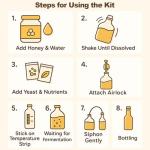 1 Gallon Mead Making Kit for Beginners, Honey Wine Brewing Kit with Glass Fermenter, Airlock System, Hydrometer, Siphon Tubing and 4×34oz Storage Bottles, Complete Home Fermentation Set