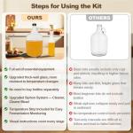 1 Gallon Mead Making Kit for Beginners, Honey Wine Brewing Kit with Glass Fermenter, Airlock System, Hydrometer, Siphon Tubing and 4×34oz Storage Bottles, Complete Home Fermentation Set