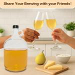 1 Gallon Mead Making Kit for Beginners, Honey Wine Brewing Kit with Glass Fermenter, Airlock System, Hydrometer, Siphon Tubing and 4×34oz Storage Bottles, Complete Home Fermentation Set