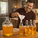 1 Gallon Mead Making Kit for Beginners, Honey Wine Brewing Kit with Glass Fermenter, Airlock System, Hydrometer, Siphon Tubing and 4×34oz Storage Bottles, Complete Home Fermentation Set