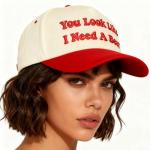 Funny Gag Trucker Hat You Look Like I Need A Beer -Embroidery Funny Hats Adjustable Baseball Cap for Men Women red