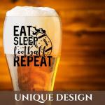 Onebttl Football Gifts for Men, 15Oz Beer Glass for Football Lover, Coaches on Birthday, Christmas,Eat Sleep Football Repeat