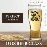 Onebttl Football Gifts for Men, 15Oz Beer Glass for Football Lover, Coaches on Birthday, Christmas,Eat Sleep Football Repeat