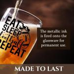 Onebttl Football Gifts for Men, 15Oz Beer Glass for Football Lover, Coaches on Birthday, Christmas,Eat Sleep Football Repeat