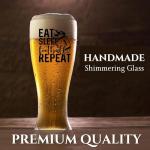 Onebttl Football Gifts for Men, 15Oz Beer Glass for Football Lover, Coaches on Birthday, Christmas,Eat Sleep Football Repeat