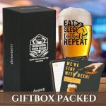 Onebttl Football Gifts for Men, 15Oz Beer Glass for Football Lover, Coaches on Birthday, Christmas,Eat Sleep Football Repeat