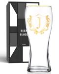 Personalized Beer Glass, Custom Alcohol Gifts for Beer Lovers, Unique Birthday, Christmas Gifts for Dad, Uncle, Husband, Boyfriend, with Initial J