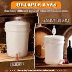 Ferrochef 4 Pcs 6.5 Gallon Fermenting Bucket White Fermentation Bucket with Spigot Twin Bubble Airlock and Silicone Bung Fermentation Kit for Home Beer Wine Mead Other Fermented Beverage