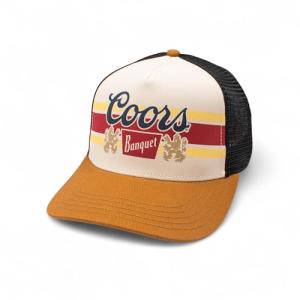AMERICAN NEEDLE Coors Beer Sinclair Adjustable Snapback Trucker Baseball Hat Black Ivory Wheat