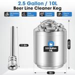 Dbgogo 2.5 Gallon Kegerator Cleaning Kit, 304 Stainless Steel Beer Line Cleaning Kit with 2 D Coupler Keg Cleaning Kit Beer Line Cleaner with Ergonomic Carry Handle Pressure Release Valve Lid