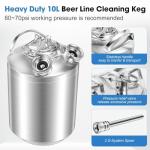 Dbgogo 2.5 Gallon Kegerator Cleaning Kit, 304 Stainless Steel Beer Line Cleaning Kit with 2 D Coupler Keg Cleaning Kit Beer Line Cleaner with Ergonomic Carry Handle Pressure Release Valve Lid