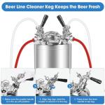 Dbgogo 2.5 Gallon Kegerator Cleaning Kit, 304 Stainless Steel Beer Line Cleaning Kit with 2 D Coupler Keg Cleaning Kit Beer Line Cleaner with Ergonomic Carry Handle Pressure Release Valve Lid
