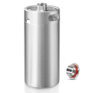 128oz Mini Keg Growler, Pressurized Stainless Steel Mini Beer Keg, Silver Carbonated Beer Growler Mini Kegerator with Seal Knob Cover & Beer Hose, Portable Beer Keg Growler for Home Brewing
