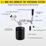 MRbrew 64oz Mini Keg Growler Portable Draft Beer Dispenser System Pressurized Stainless Steel Beer Growler Tap System Home Mini Kegerator, with Professional Beer Tap and CO2 Regulator to Keep Fresh