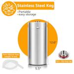 128oz Mini Keg Growler, Pressurized Stainless Steel Mini Beer Keg, Silver Carbonated Beer Growler Mini Kegerator with Seal Knob Cover & Beer Hose, Portable Beer Keg Growler for Home Brewing