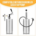 128oz Mini Keg Growler, Pressurized Stainless Steel Mini Beer Keg, Silver Carbonated Beer Growler Mini Kegerator with Seal Knob Cover & Beer Hose, Portable Beer Keg Growler for Home Brewing