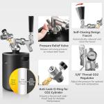 MRbrew 64oz Mini Keg Growler Portable Draft Beer Dispenser System Pressurized Stainless Steel Beer Growler Tap System Home Mini Kegerator, with Professional Beer Tap and CO2 Regulator to Keep Fresh