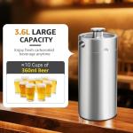 128oz Mini Keg Growler, Pressurized Stainless Steel Mini Beer Keg, Silver Carbonated Beer Growler Mini Kegerator with Seal Knob Cover & Beer Hose, Portable Beer Keg Growler for Home Brewing
