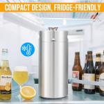 128oz Mini Keg Growler, Pressurized Stainless Steel Mini Beer Keg, Silver Carbonated Beer Growler Mini Kegerator with Seal Knob Cover & Beer Hose, Portable Beer Keg Growler for Home Brewing