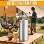 128oz Mini Keg Growler, Pressurized Stainless Steel Mini Beer Keg, Silver Carbonated Beer Growler Mini Kegerator with Seal Knob Cover & Beer Hose, Portable Beer Keg Growler for Home Brewing