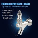 Upgraded Beer Faucet, All 304 Stainless Steel Beer Tap Keg Spout Beer Tower Faucet Beer Keg Faucet, Draft Beer Faucet Beer Tap Faucet Kegerator Tap Spout Kegerator Part Replacement Faucet
