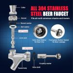 Upgraded Beer Faucet, All 304 Stainless Steel Beer Tap Keg Spout Beer Tower Faucet Beer Keg Faucet, Draft Beer Faucet Beer Tap Faucet Kegerator Tap Spout Kegerator Part Replacement Faucet