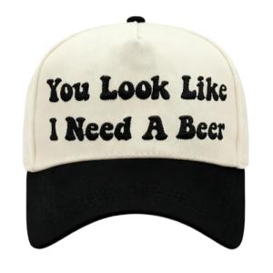 You Look Like I Need A Beer Hat Funny Embroidered Trucker Hat Adjustable Two Tone Snapback Canvas Baseball Cap for Womens - Black