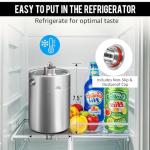 MRbrew Pressurized Mini Keg 64oz, 304 Stainlsee Steel Mini Kegerator with Exhaust Valve Designed Cap Portable Beer Growler for Homebrew And Craft Beer (Silver)