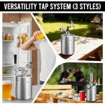 MRbrew Pressurized Mini Keg 64oz, 304 Stainlsee Steel Mini Kegerator with Exhaust Valve Designed Cap Portable Beer Growler for Homebrew And Craft Beer (Silver)